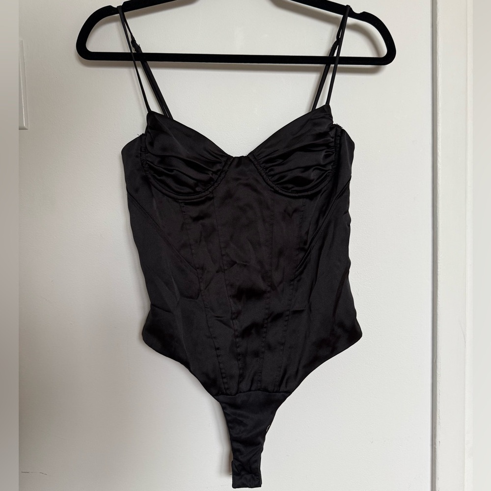 Zara Black Satin Bodysuit